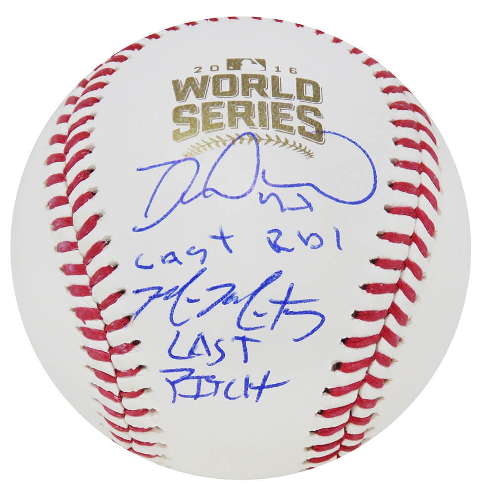 Miguel Montero & Mike Montgomery Dual Signed 2016 World Series Baseball: Miguel Montero & Mike Montgomery Dual Signed 2016 World Series Baseball This official Rawlings baseball commemorates the 2016 World Series and features dual signatures from Chicago Cubs players Miguel