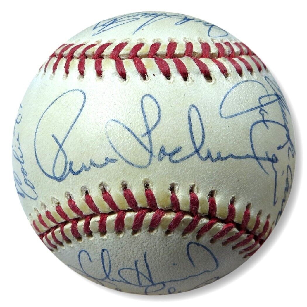 1993 Marlins Autographed Baseball 25 Sigs Hoffman Weiss JSA: 1993 Marlins Autographed Baseball 25 Sigs Hoffman Weiss JSA This official 1993 Florida Marlins autographed baseball is a must-have for collectors and fans alike. Celebrating the Marlins' inaugural sea