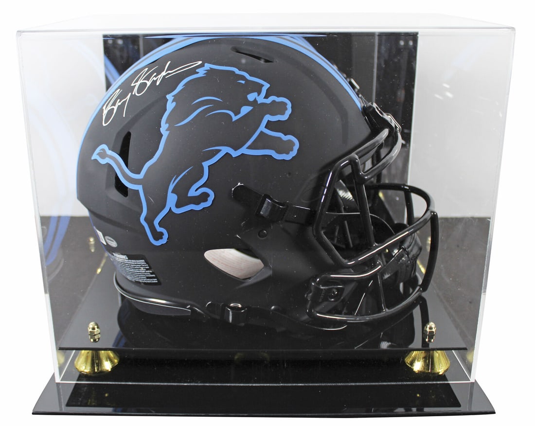 Barry Sanders Signed Detroit Lions Eclipse F/S Speed Helmet: Barry Sanders Signed Detroit Lions Eclipse F/S Speed Helmet This is an original autographed football helmet featuring the legendary Barry Sanders, a Hall of Famer and standout player for the Detroit L