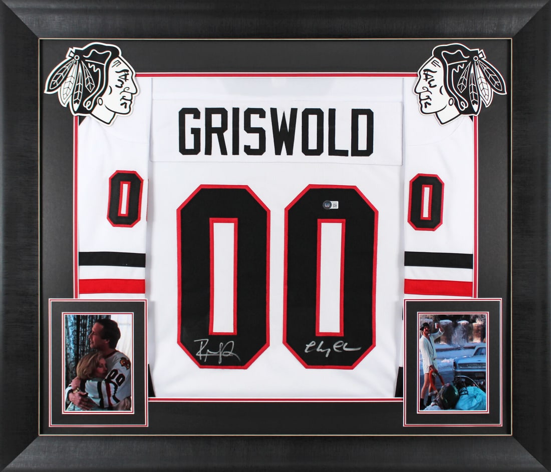 Chevy Chase & Randy Quaid Signed Christmas Vacation Framed Jersey: Chevy Chase & Randy Quaid Signed Christmas Vacation Framed Jersey Celebrate the holiday spirit with this spectacular signed white framed jersey from the classic film 'National Lampoon's Christmas Vaca