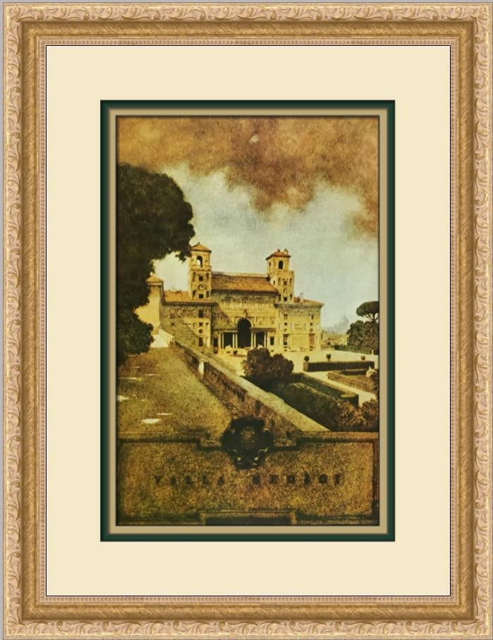 Maxfield Parrish Villa Medici Rome Custom Framed 13" x 18" Print: Maxfield Parrish Villa Medici Rome Custom Framed 13" x 18" Print This exquisite custom framed print titled 'Villa Medici Rome' by renowned artist Maxfield Parrish captures the enchanting essence of a