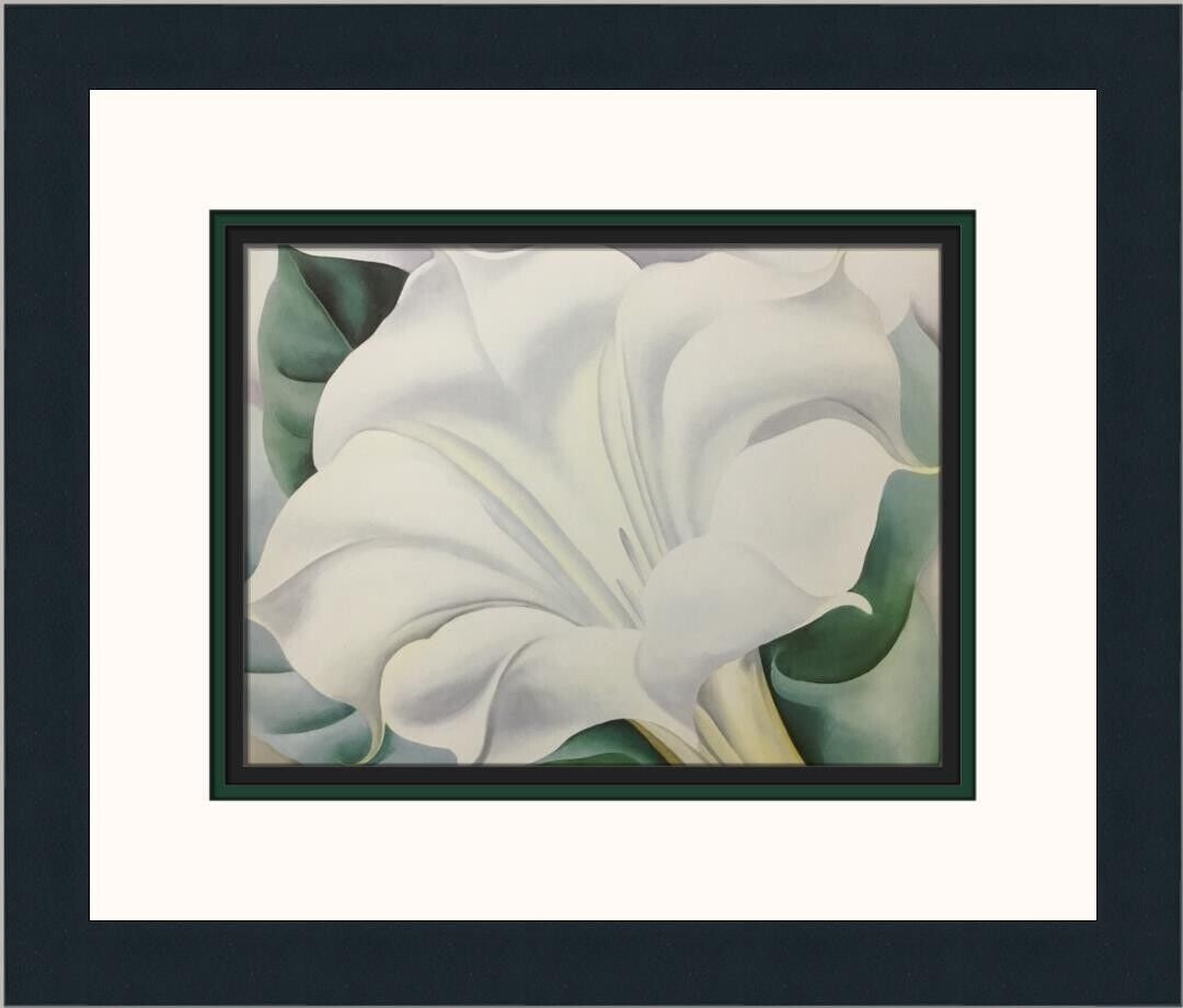 Georgia O'Keeffe Framed Print The White Trumpet Flower 16 x 18: Georgia O'Keeffe Framed Print The White Trumpet Flower 16 x 18 This exquisite custom framed print titled 'The White Trumpet Flower' is a stunning representation of Georgia O'Keeffe's work, embodying t