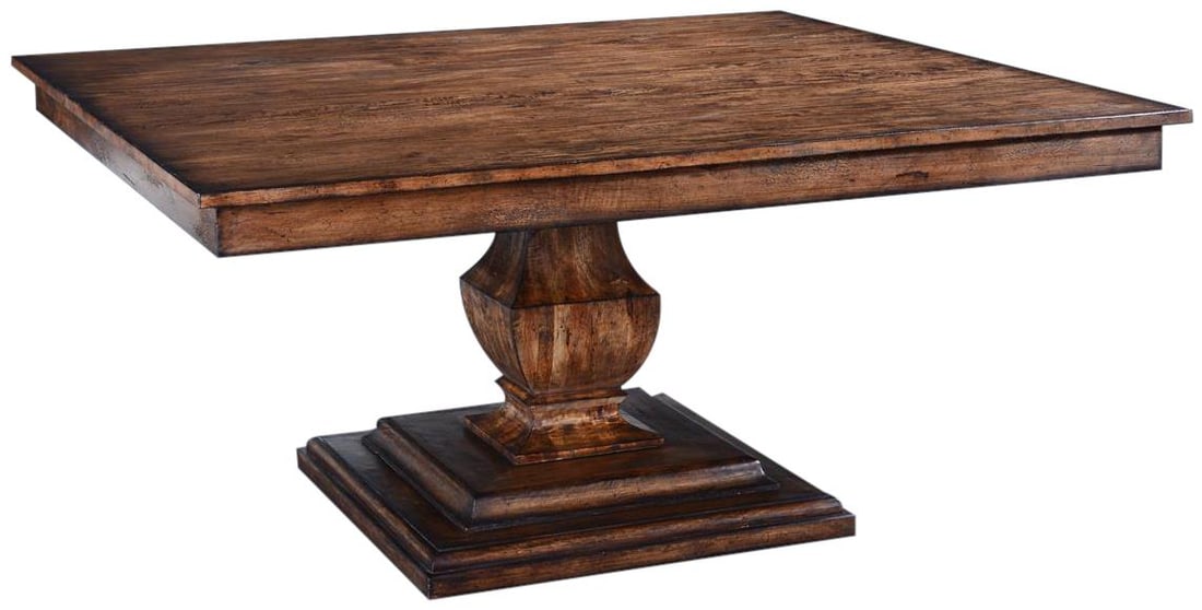 Rustic Pecan Solid Wood Dining Table - Tuscan Style: Rustic Pecan Solid Wood Dining Table - Tuscan Style Introducing a stunning Rustic Pecan Wood Dining Table, designed in an elegant Italian style, perfect for enhancing your dining area. This table feat