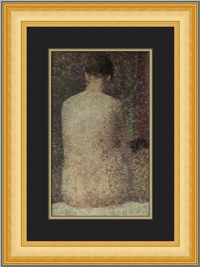 Georges Seurat A Model from the Back Framed Print 20 x 16: Georges Seurat A Model from the Back Framed Print 20 x 16 This custom framed print showcases Georges Seurat's captivating work, "A Model from the Back," rendered in a beautiful pointillist style. Meas