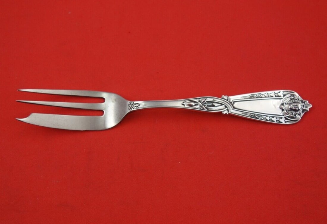 George Sharp Angel Sterling Silver 6 Inch Pastry Fork 3-Tine Ball End: George Sharp Angel Sterling Silver 6 Inch Pastry Fork 3-Tine Ball End This exquisite pastry fork, part of the 'Angel' pattern by George Sharp, features a classic 3-tine design and measures 6 inches in