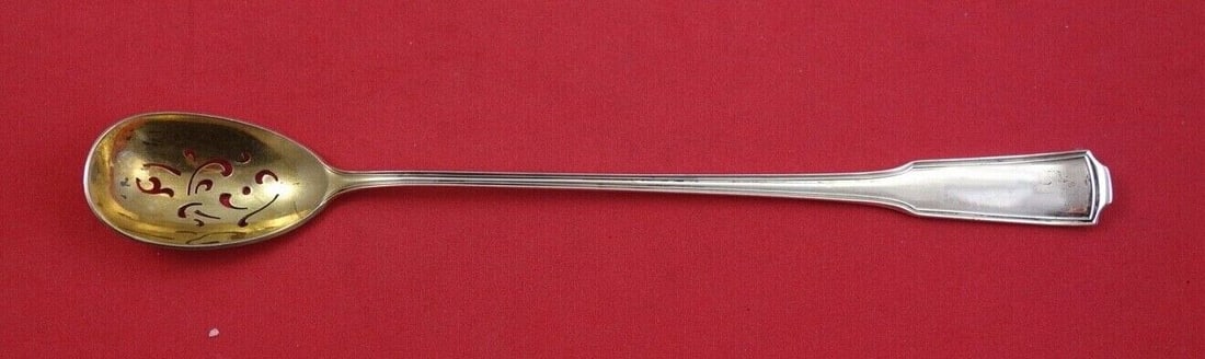 American Chippendale Sterling Silver Olive Spoon Gold Wash 7 7/8": American Chippendale Sterling Silver Olive Spoon Gold Wash 7 7/8" This exquisite American Chippendale serving spoon, crafted by Frank Smith, showcases the elegance of early 20th-century design. Made o