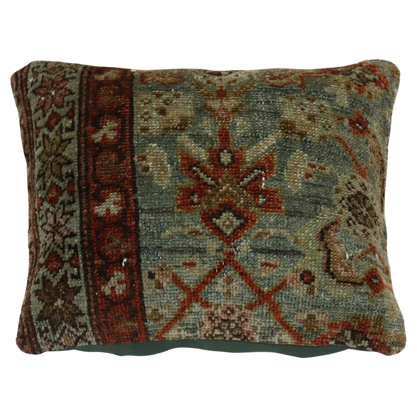Zabihi Collection Small Persian Antique Rug Pillow: Zabihi Collection Small Persian Antique Rug Pillow Dimensions: Width: 12 in (30.48 cm), Length: 17 in (43.18 cm) Style: Tabriz Materials and Techniques: Cotton, Foam, Wool Period: 20th Century Date of