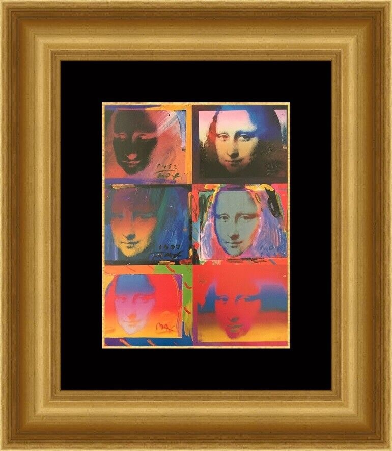 Mona Lisa - Newly Custom Framed Print: Mona Lisa - Newly Custom Framed Print This stunning custom framed print features a vibrant pop art interpretation of the iconic Mona Lisa by renowned artist Peter Max. The artwork is presented in a be