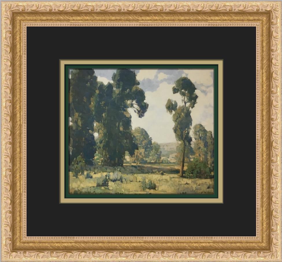 Edgar Payne Eucalyptus Trees Custom Framed Print 13 x 14 Impressionism: Edgar Payne Eucalyptus Trees Custom Framed Print 13 x 14 Impressionism This exquisite custom framed print titled 'Eucalyptus Trees' by artist Edgar Payne captures the serene beauty of a landscape fill