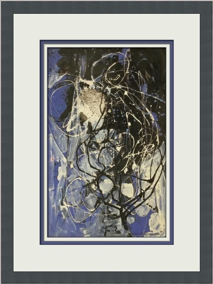 Hans Hoffman The Wind Custom Framed Print 17 x 13 Impressionism Art: Hans Hoffman The Wind Custom Framed Print 17 x 13 Impressionism Art This stunning custom framed print titled 'The Wind' by artist Hans Hoffman showcases a captivating blend of black, white, and blue c