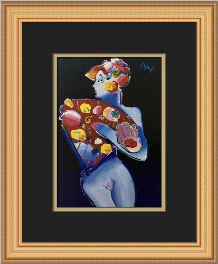 Blue Fan Dancer Custom Framed Print: Blue Fan Dancer Custom Framed Print This stunning custom framed print titled 'Blue Fan Dancer' by renowned artist Peter Max captures the essence of pop art with its vibrant depiction of a nude figure