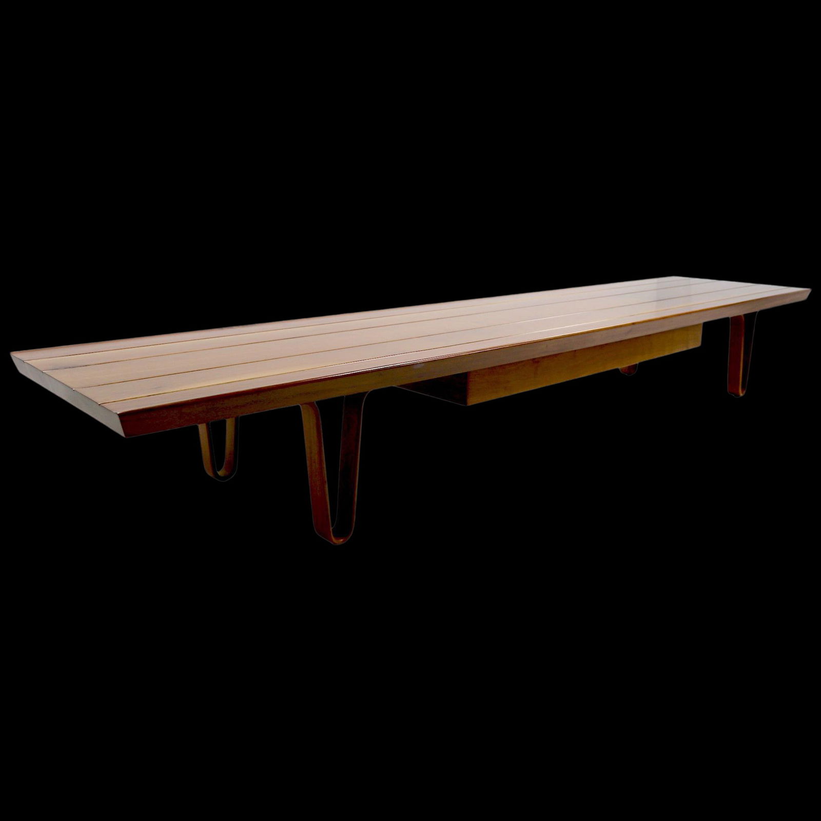Rare Walnut Long John Table by Edward Wormley: Rare Walnut Long John Table by Edward Wormley Discover an exceptionally rare pair of Long John tables designed by Edward Wormley for Dunbar. Each table features a beautifully refinished walnut frame a