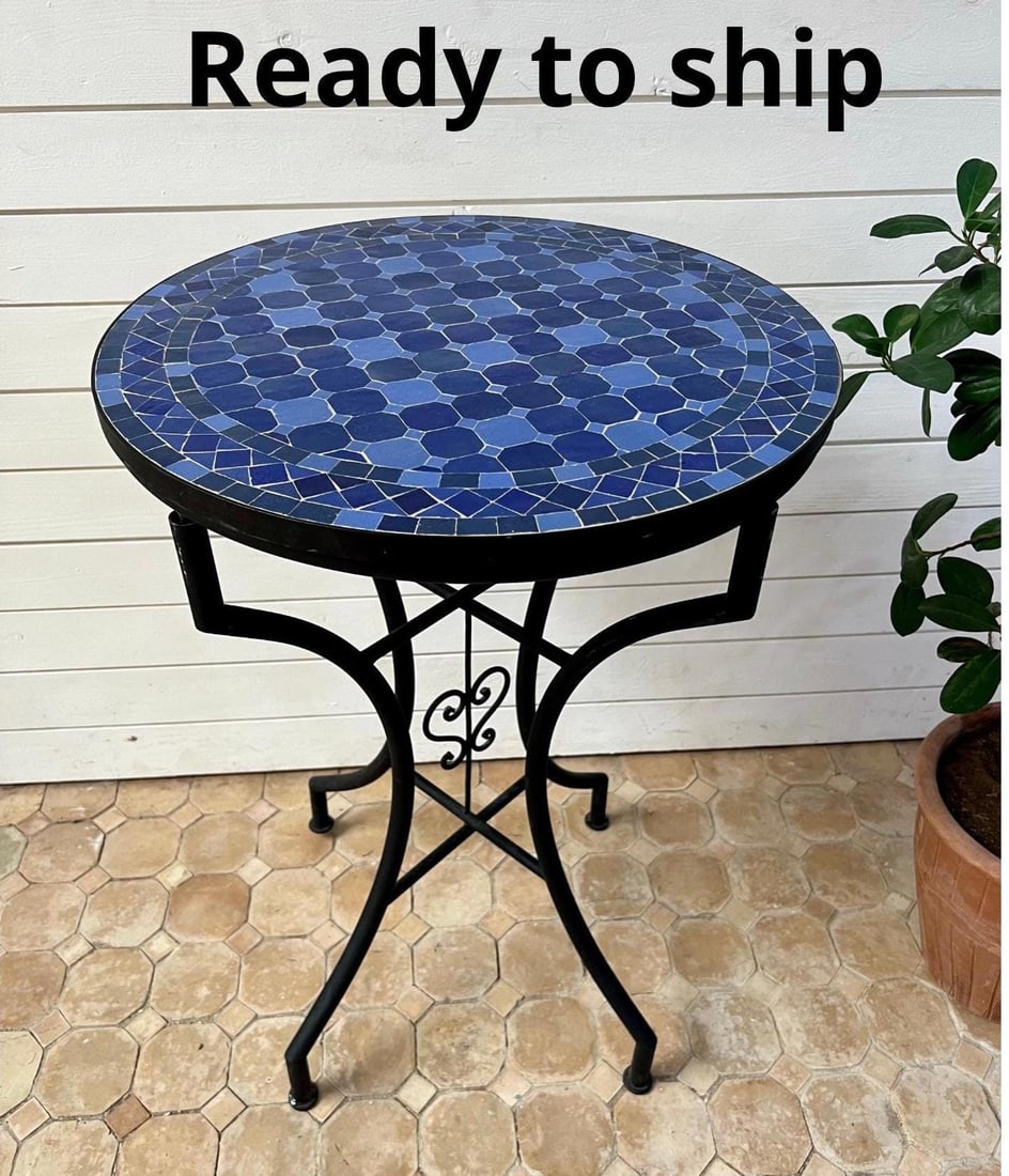 Moroccan Mosaic Table Stunning Blue Dinning table Coffee Table Zellige Dining Table Ready to: Moroccan Mosaic Table Stunning Blue Dinning table Coffee Table Zellige Dining Table Ready to ship. Discover the timeless elegance of Moroccan round mosaic tables. Each table is a unique work of art sk