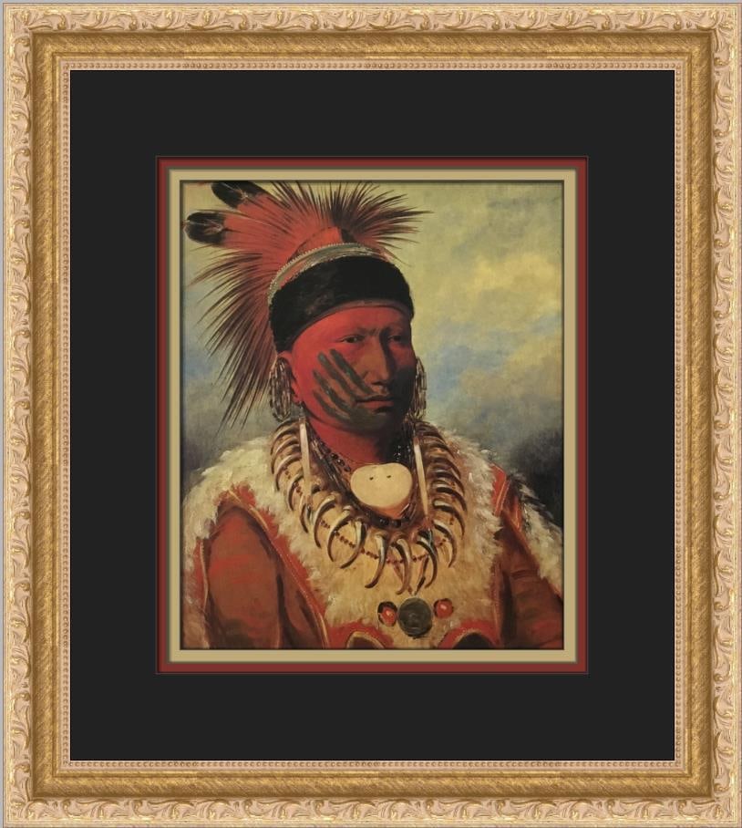 George Catlin The White Cloud 14x13 Custom Framed Print Art: George Catlin The White Cloud 14x13 Custom Framed Print Art This exquisite custom framed print features George Catlin's renowned artwork titled "The White Cloud Head Chief of the Iowas." The print sho
