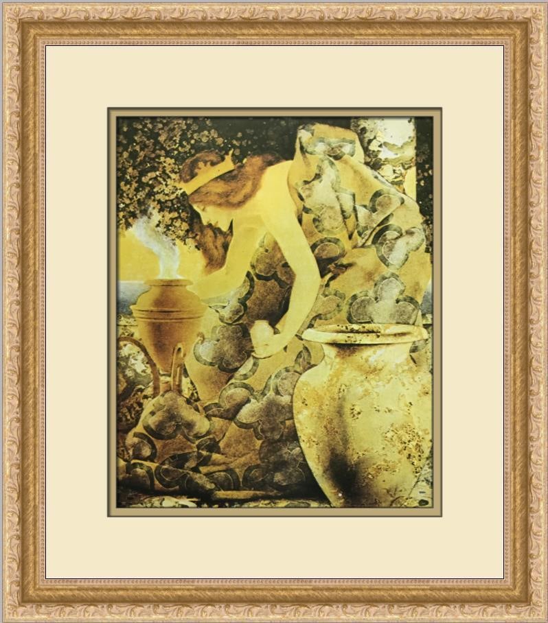 Maxfield Parrish Gulnare of the Sea 15" x 18" Custom Framed Print: Maxfield Parrish Gulnare of the Sea 15" x 18" Custom Framed Print This exquisite custom framed print titled 'Gulnare of the Sea' by renowned artist Maxfield Parrish is a stunning representation of Imp