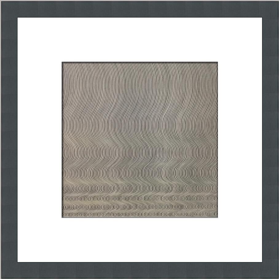 Bridget Riley Fall Print Framed Matted: Bridget Riley Fall Print Framed Matted Enhance your decor with this stunning custom framed print titled "Fall" by renowned artist Bridget Riley. This medium-sized artwork showcases an abstract impress