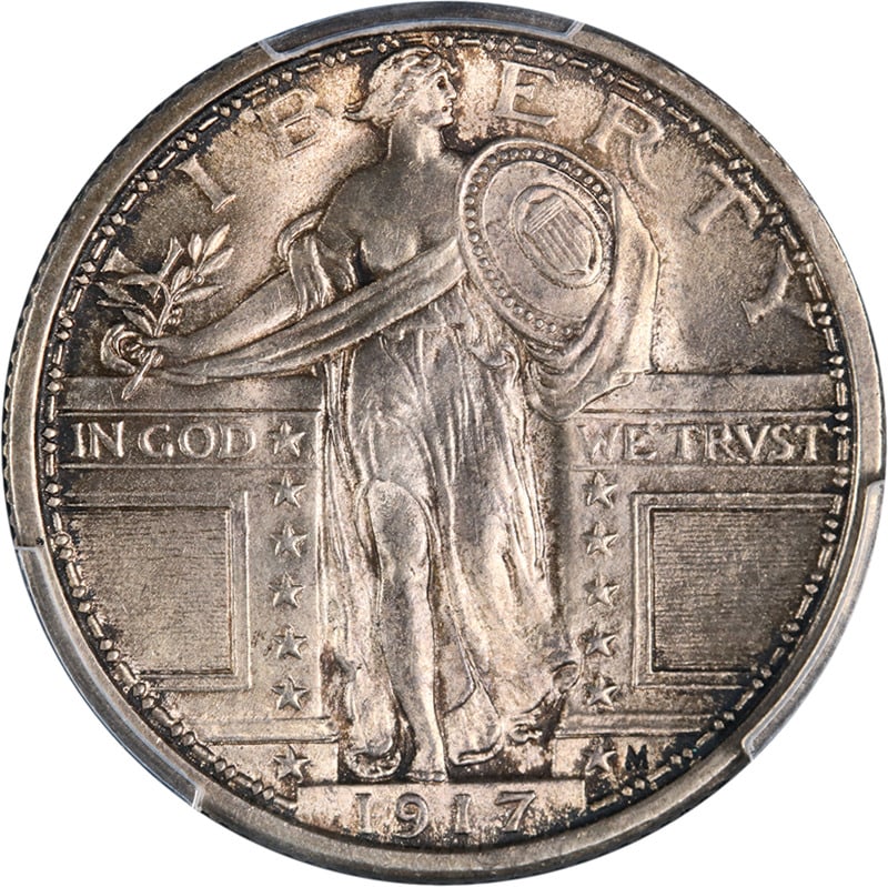 1917-P Type 1 Standing Liberty Quarter Uncirculated Silver Coin: 1917-P Type 1 Standing Liberty Quarter Uncirculated Silver Coin This 1917-P Type 1 Standing Liberty Quarter showcases superb eye appeal with its stunning design and uncirculated condition. Minted in P