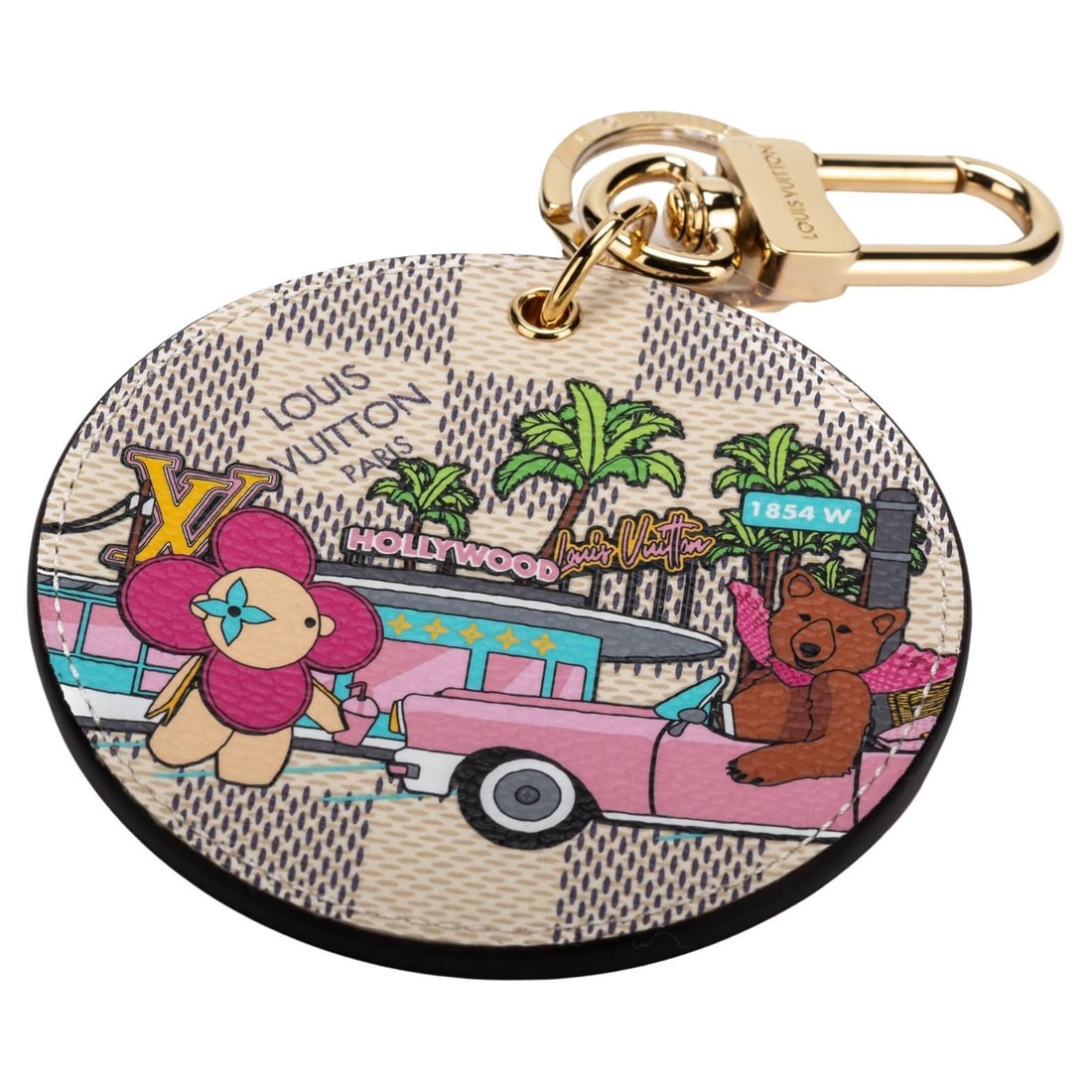 Louis Vuitton Damier Azur Hollywood Bag Charm Key Ring 3x3 in: Louis Vuitton Damier Azur Hollywood Bag Charm Key Ring 3x3 in Elevate your accessory collection with this Louis Vuitton Hollywood Bag Charm Key Ring. Crafted from Louis Vuitton Damier Azur canvas, thi