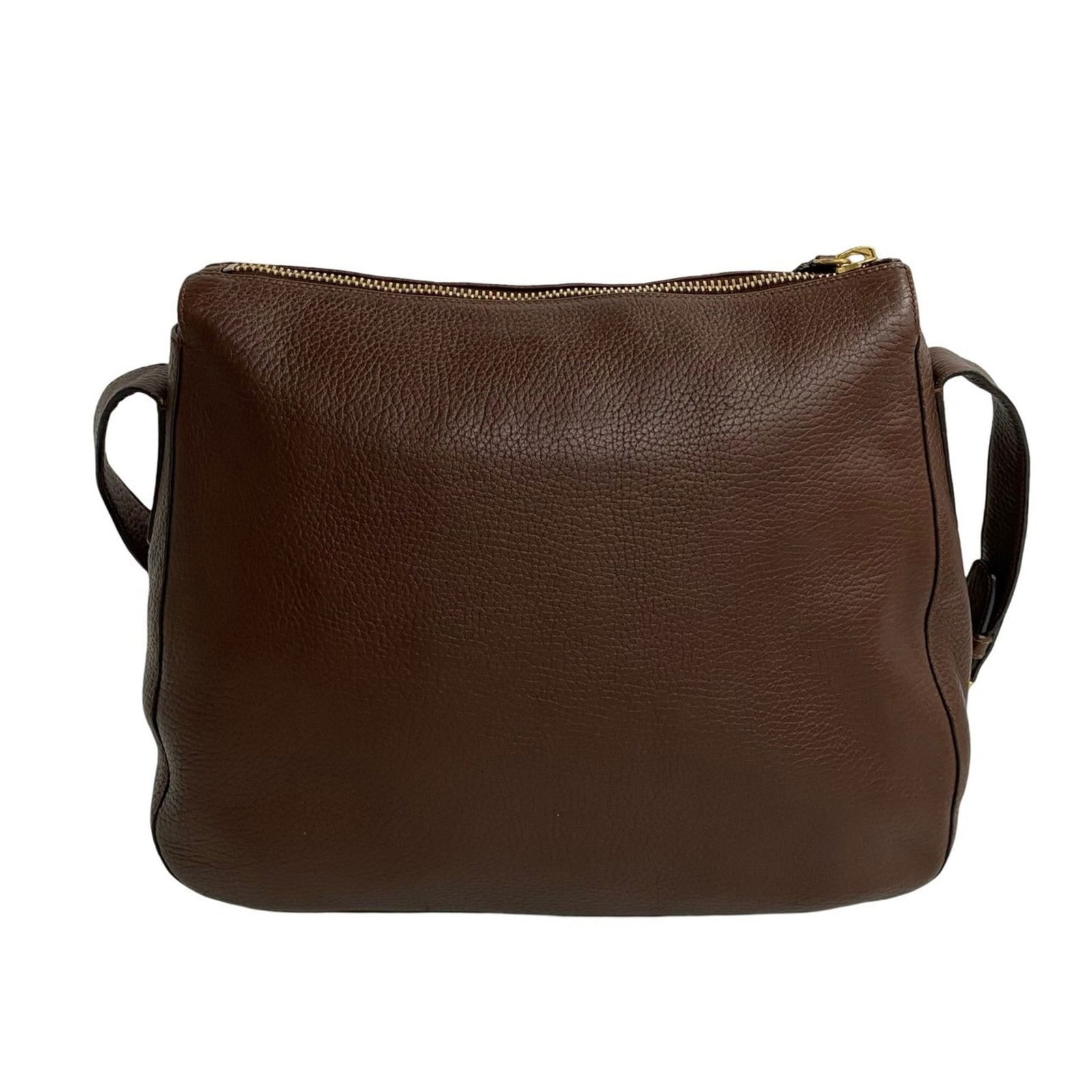 Prada Brown Leather Shoulder Bag Zipper Closure 29cm x 33cm x 14cm: Prada Brown Leather Shoulder Bag Zipper Closure 29cm x 33cm x 14cm This stylish Prada shoulder bag is crafted from high-quality leather in a rich brown color. Featuring a secure zipper closure, it is
