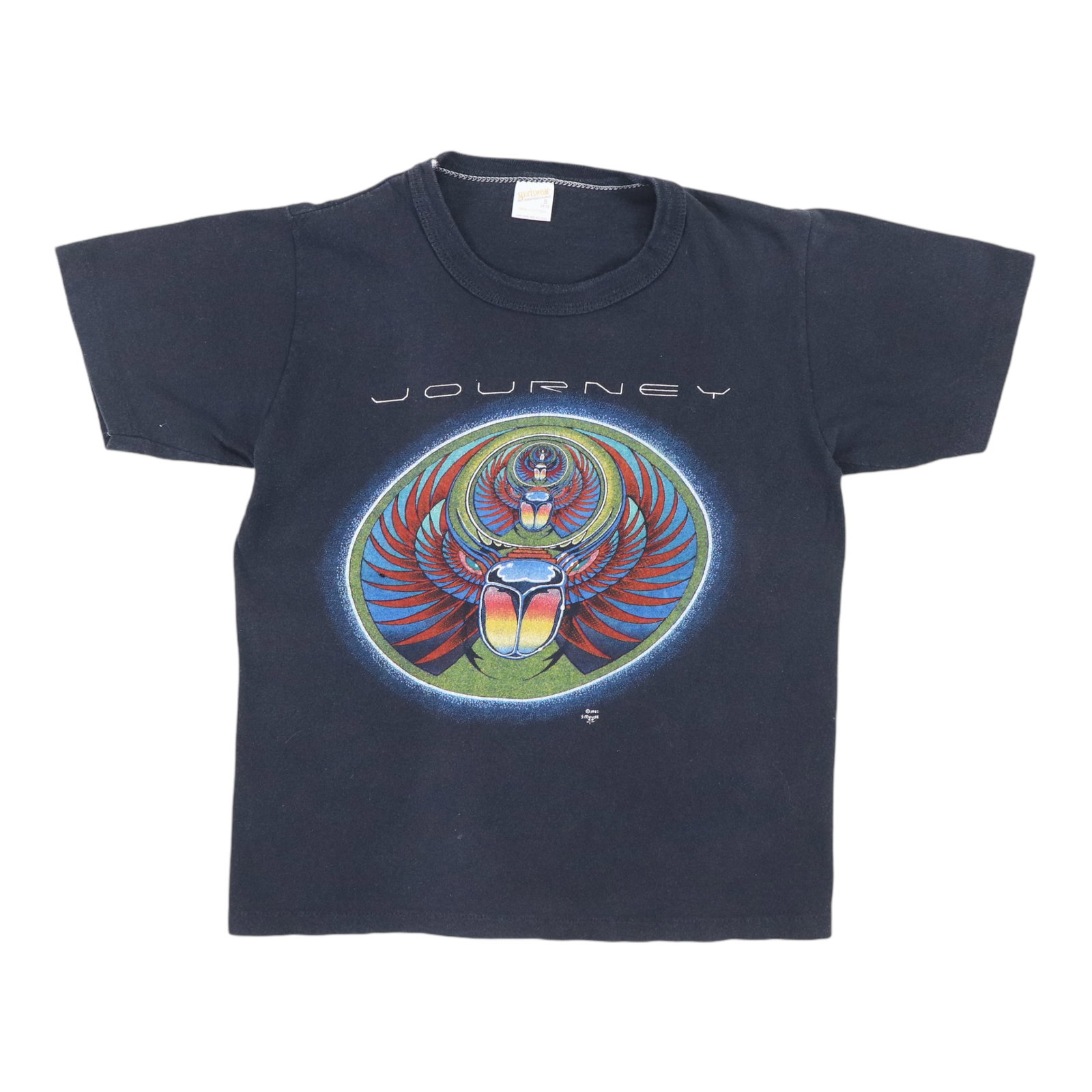 Vintage 1981 Journey Captured Black Shirt Size Small 100% Cotton: Vintage 1981 Journey Captured Black Shirt Size Small 100% Cotton This original vintage 1981 Journey Captured Shirt is a must-have for any fan or collector. Made from 100% cotton, this black shirt feat