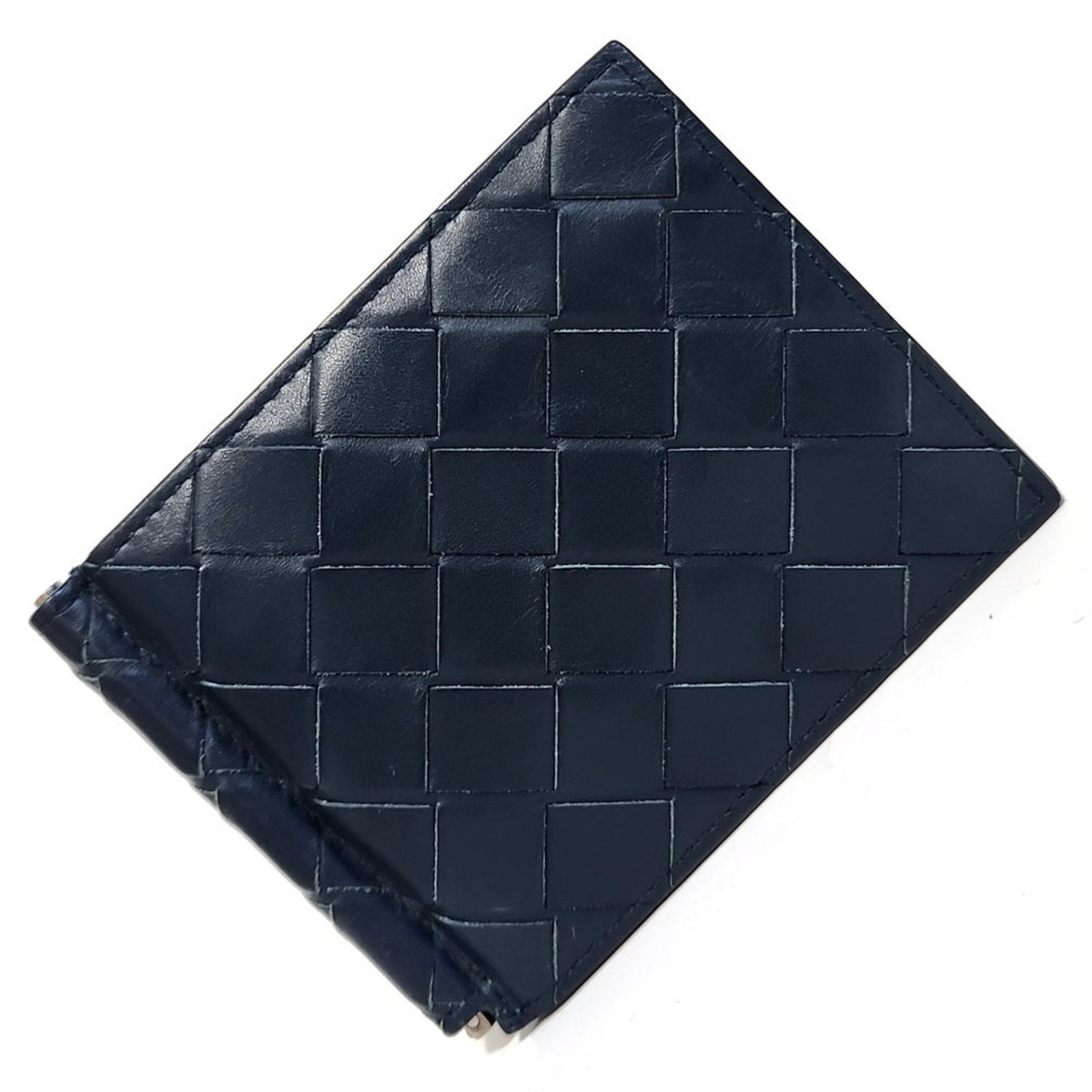 Bottega Veneta Navy Leather Bi-fold Money Clip Wallet 3.34 x 3.93 x 0.39: Bottega Veneta Navy Leather Bi-fold Money Clip Wallet 3.34 x 3.93 x 0.39 This Bottega Veneta Intrecciato Bi-fold Money Clip features a classic design perfect for men. Crafted from high-quality navy le