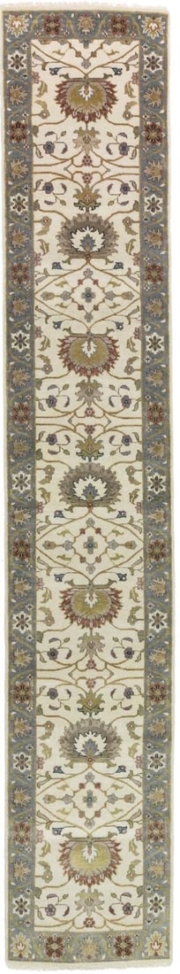 Osh Chobi Peshawar Floral Oriental Runner Rug 2'6 x 13'11 Handmade Wool: Osh Chobi Peshawar Floral Oriental Runner Rug 2'6 x 13'11 Handmade Wool Enhance your home decor with this exquisite Osh Chobi Peshawar Cream Floral Oriental Runner Rug, ideal for hallways and various 
