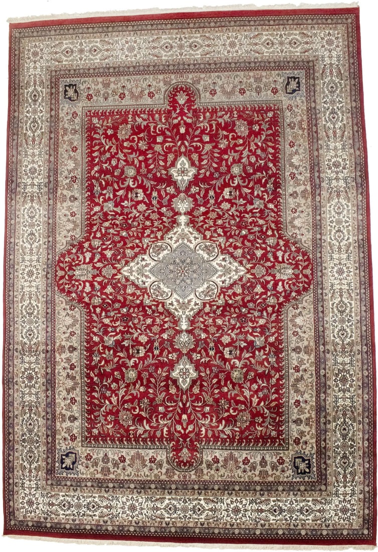 Hand-Knotted Red Floral Wool Area Rug 8'1 x 11'9 Modern Design: Hand-Knotted Red Floral Wool Area Rug 8'1 x 11'9 Modern Design Enhance your living space with this stunning Extra Fine Hand-Knotted Red Oriental Rug. Measuring 8'1" x 11'9" (approximately 97" x 141"),