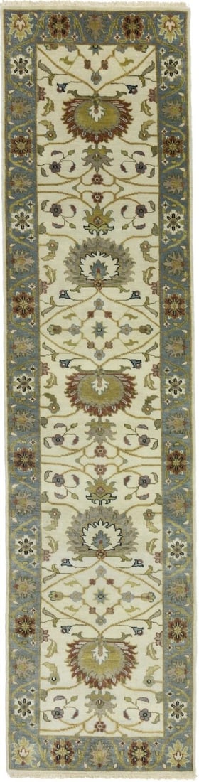 Floral Oriental Runner Rug 2'5" x 9'10" Hand-Knotted Wool Chobi Peshawar Carpet: Floral Oriental Runner Rug 2'5" x 9'10" Hand-Knotted Wool Chobi Peshawar Carpet Enhance your space with this stunning floral Oriental runner rug, ideal for kitchens, hallways, and bedrooms. Measuring 