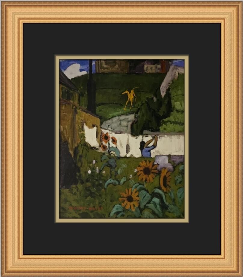 Stuart Davis Gloucester Backyard Custom Framed Print 14 x 13 in Expressionism: Stuart Davis Gloucester Backyard Custom Framed Print 14 x 13 in Expressionism This custom framed print titled "Gloucester Backyard" by artist Stuart Davis showcases a captivating blend of Expressionis