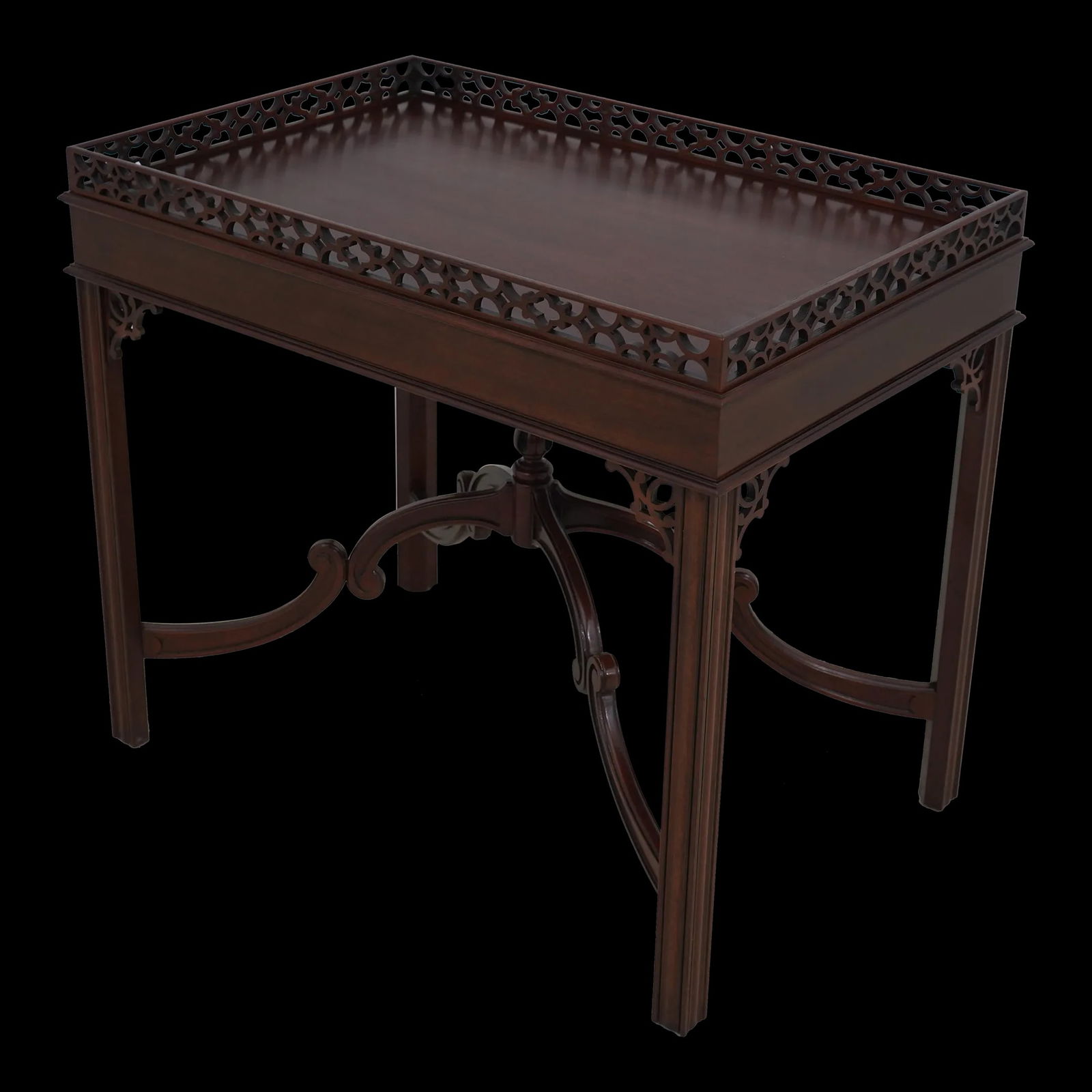 Century Sutton Chippendale Mahogany Tea Table 32 x 21 x 27.5: Century Sutton Chippendale Mahogany Tea Table 32 x 21 x 27.5 This exquisite Century Sutton Collection Chippendale Tea Table showcases a timeless design that blends traditional elegance with quality cr