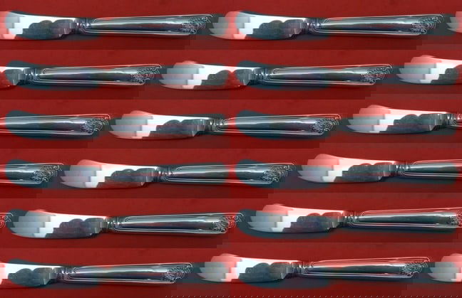 Frank Smith Fiddle Shell Sterling Silver Butter Spreader Set 12 pcs 6 1/8 in: Frank Smith Fiddle Shell Sterling Silver Butter Spreader Set 12 pcs 6 1/8 in This exquisite set features 12 pieces of butter spreaders in the elegant Fiddle Shell pattern by Frank Smith, crafted from