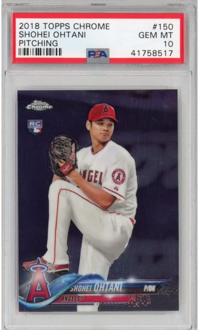 2018 Topps Chrome Shohei Ohtani #150 Rookie Card PSA 10 MLB: 2018 Topps Chrome Shohei Ohtani #150 Rookie Card PSA 10 MLB This 2018 Topps Chrome Shohei Ohtani #150 Pitching Rookie Baseball Card is a must-have for collectors. Graded with a perfect score of 10 by 