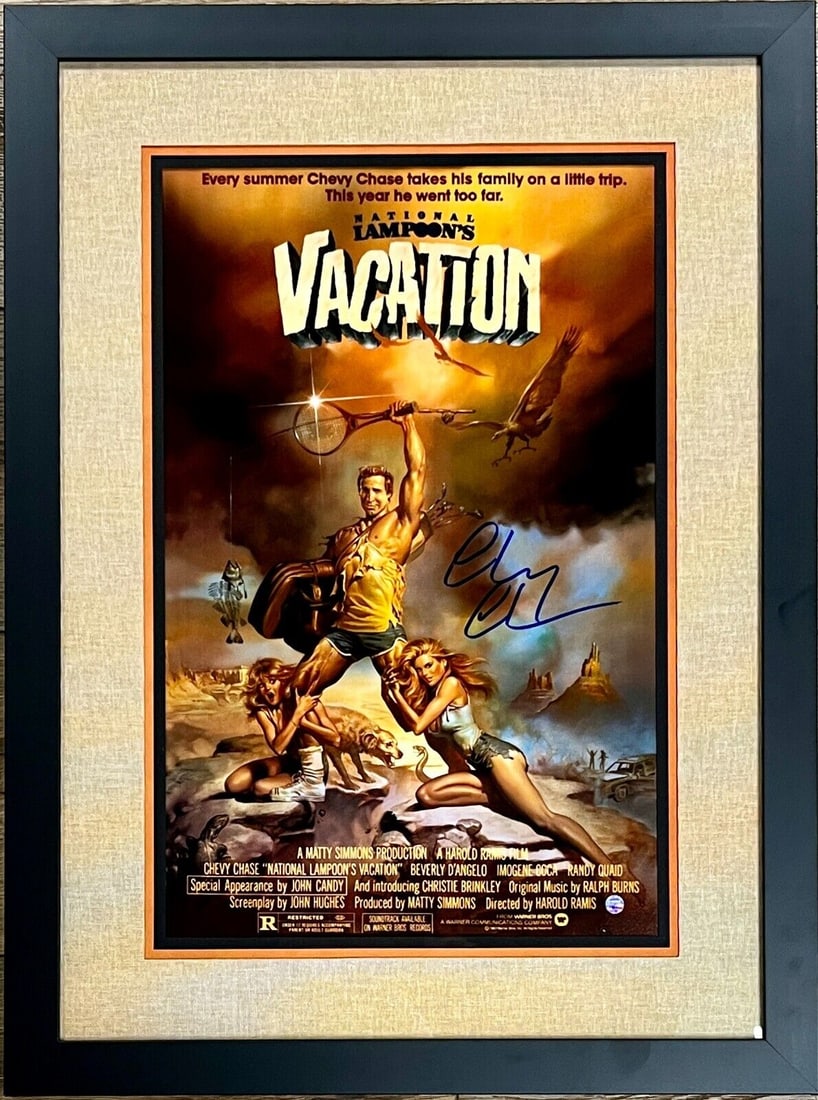 Chevy Chase Signed Vacation Mini Movie Poster Display 24x18 Steiner Authenticated: Chevy Chase Signed Vacation Mini Movie Poster Display 24x18 Steiner Authenticated This professionally framed display features a mini movie poster from the classic film "Vacation," signed by the iconic