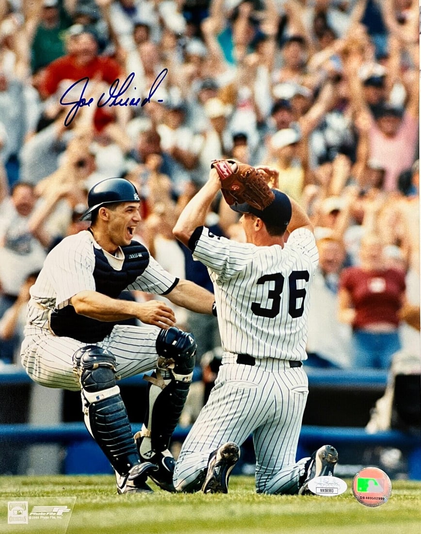 Joe Girardi Autographed 11x14 Photo David Cone Perfect Game JSA Yankees: Joe Girardi Autographed 11x14 Photo David Cone Perfect Game JSA Yankees This is a signed 11x14 photograph commemorating David Cone's Perfect Game, featuring the autograph of Joe Girardi, a notable pla