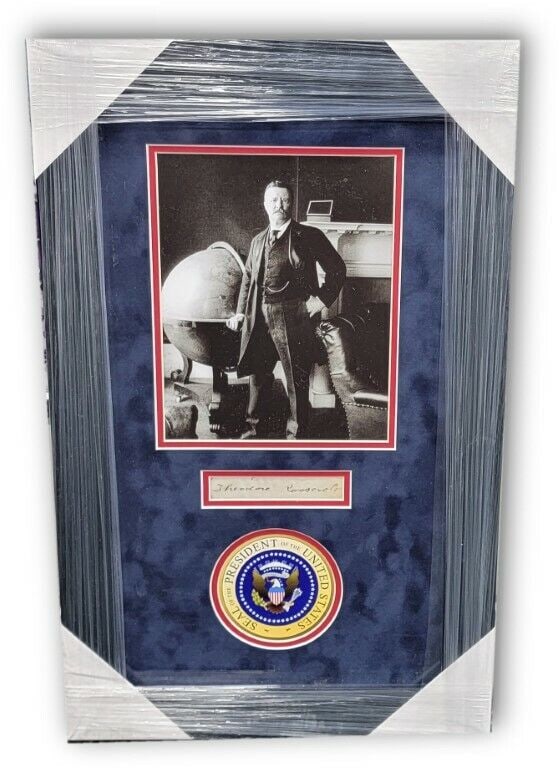 Theodore Roosevelt Signed Autographed Display 15x25 Beckett Authenticated: Theodore Roosevelt Signed Autographed Display 15x25 Beckett Authenticated This impressive framed display features the authentic signature of Theodore Roosevelt, the 26th President of the United States