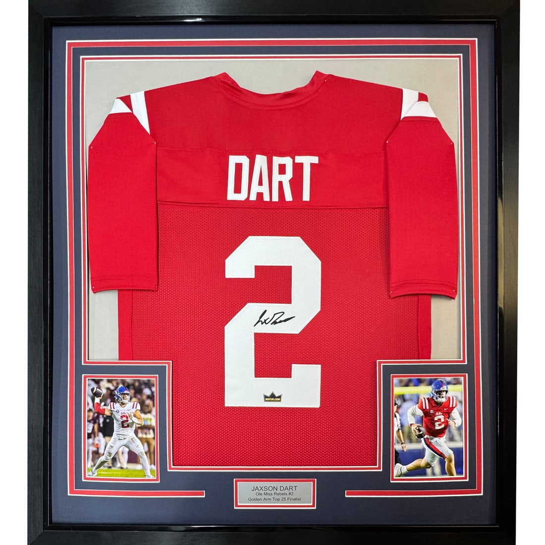Jaxson Dart Ole Miss Framed Autographed Jersey 35x39 Jsa Authenticated