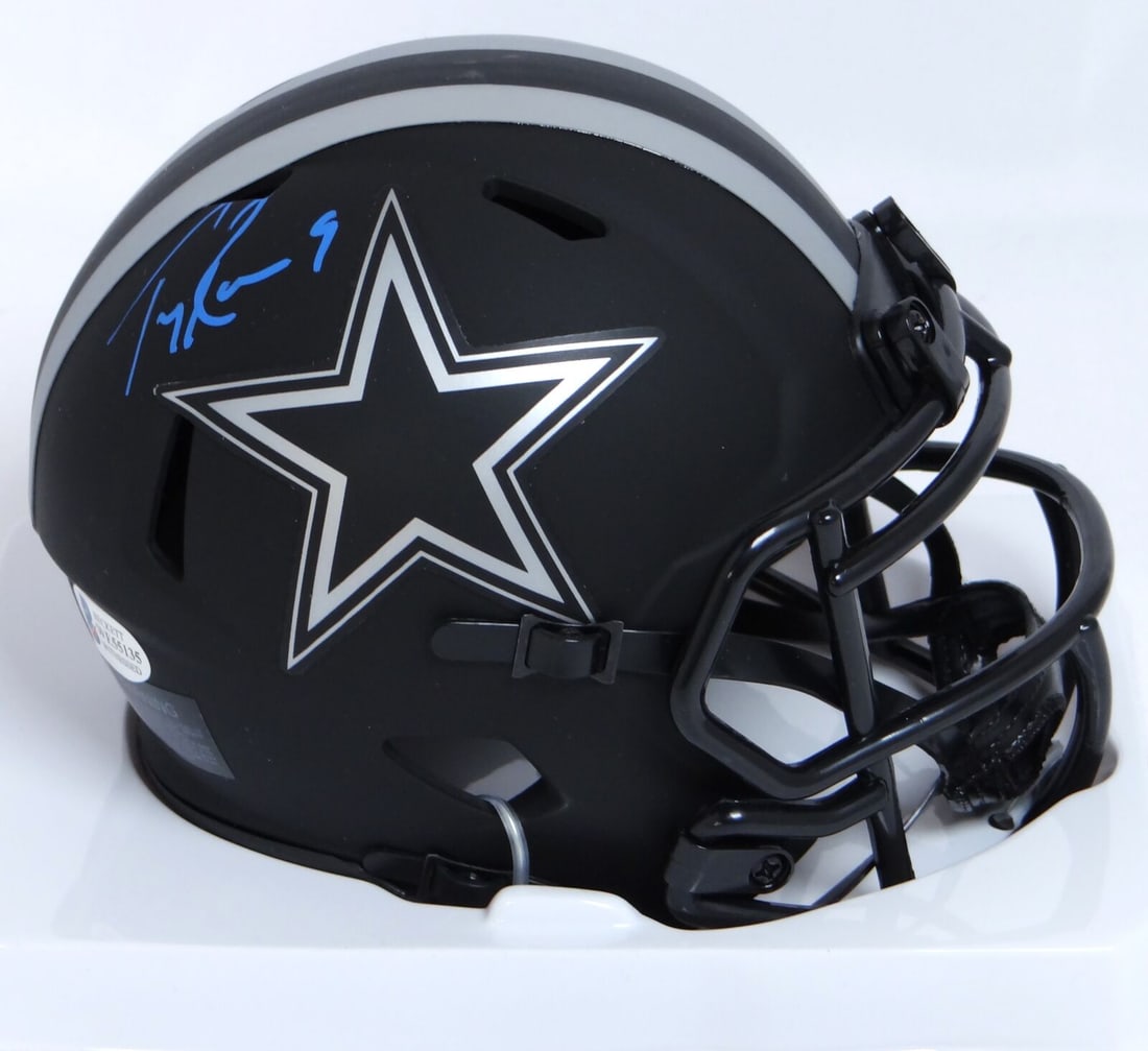 Tony Romo Signed Dallas Cowboys Eclipse Mini Helmet with Beckett Auth: Tony Romo Signed Dallas Cowboys Eclipse Mini Helmet with Beckett Auth This authentic mini helmet features the signature of Tony Romo, a former quarterback for the Dallas Cowboys, known for his impress