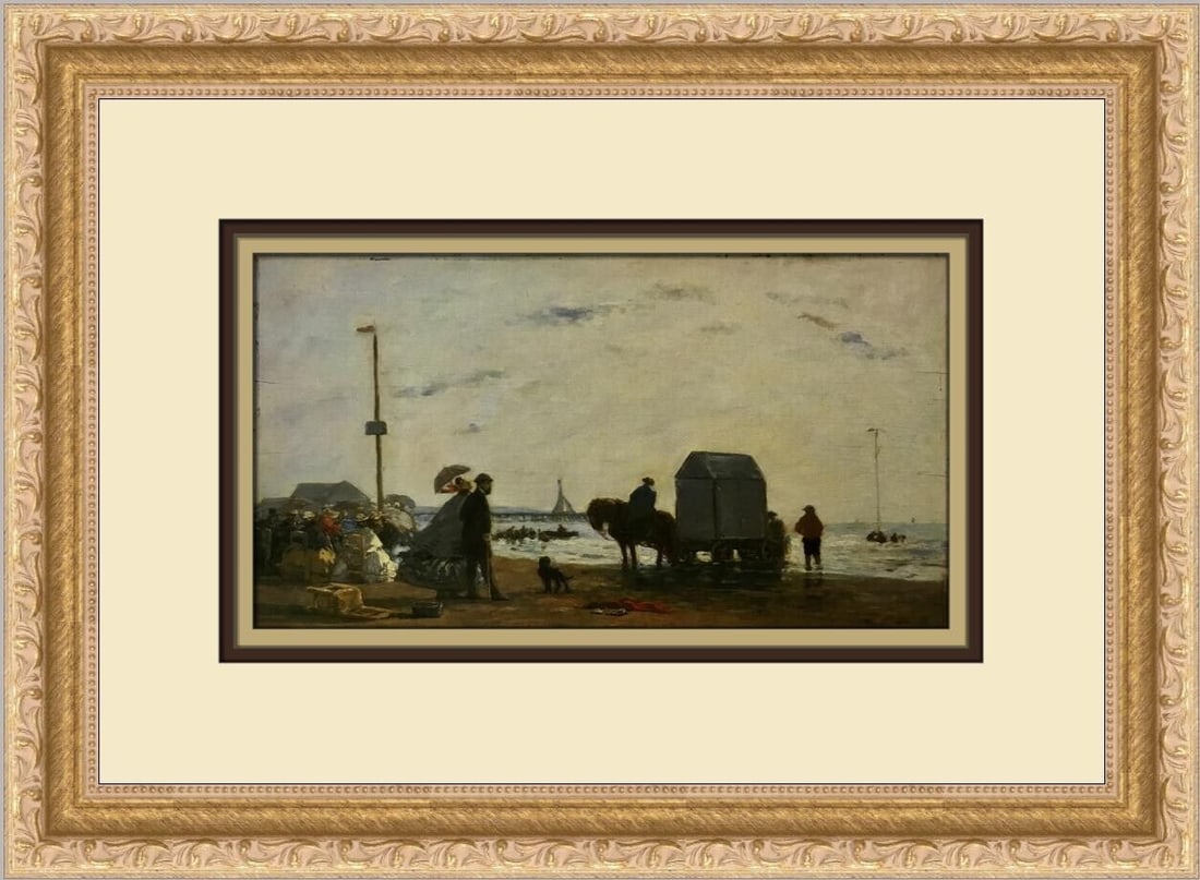 Eugene Boudin On the Beach at Trouville Custom Framed Print 11 x 15 Impressionism: Eugene Boudin On the Beach at Trouville Custom Framed Print 11 x 15 Impressionism This custom framed print features Eugene Boudin's famous artwork, "On the Beach at Trouville," capturing the essence o