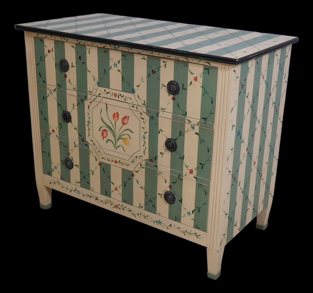 Chelsea House Floral Motif 3-Drawer Chest 38w x 20d x 32h: Chelsea House Floral Motif 3-Drawer Chest 38w x 20d x 32h This Chelsea House chest of drawers combines functionality with artistic flair. Featuring a stunning floral motif and fluted columns, this dec