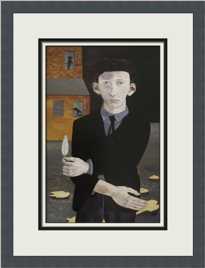 Lucian Freud Man with a Feather Custom Framed Print 16 x 13: Lucian Freud Man with a Feather Custom Framed Print 16 x 13 This striking custom framed print titled 'Man with a Feather' by renowned artist Lucian Freud showcases his unique realism-surrealism style.