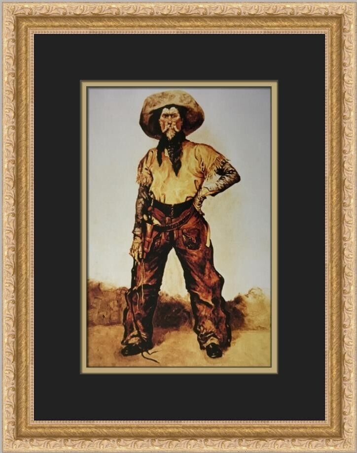 Frederic Remington Texas Cowboy Custom Framed Art Print 16 x 13: Frederic Remington Texas Cowboy Custom Framed Art Print 16 x 13 This exquisite print titled 'Texas Cowboy' by renowned artist Frederic Remington captures the essence of Western realism. Produced in 19