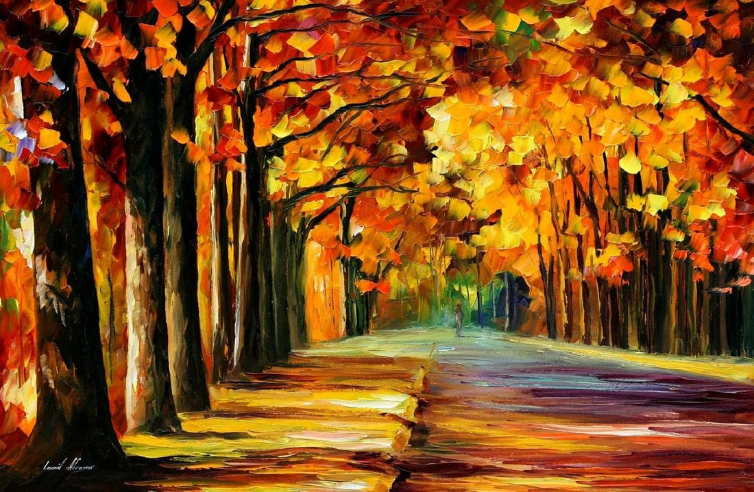 Oak Alley Limited Edition 1 of 25 by Leonid Afremov Canvas 91x137cm: Oak Alley Limited Edition 1 of 25 by Leonid Afremov Canvas 91x137cm Experience the captivating beauty of "Oak Alley," a limited edition giclee artwork hand-painted by renowned artist Leonid Afremov. T