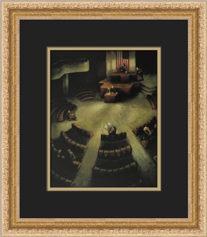 Guy Pene Du Bois Fillibuster Custom Framed Print 15 x 13 Art: Guy Pene Du Bois Fillibuster Custom Framed Print 15 x 13 Art This captivating custom framed print titled "Fillibuster" by artist Guy Pene Du Bois showcases a blend of expressionism, impressionism, and