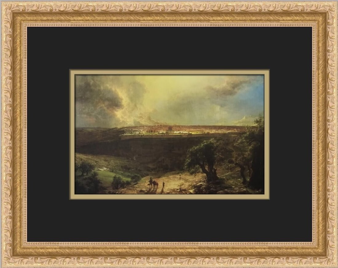 Frederic Edwin Church Jerusalem Mount of Olives Custom Framed Print 12 x 15: Frederic Edwin Church Jerusalem Mount of Olives Custom Framed Print 12 x 15 This exquisite custom framed print showcases Frederic Edwin Church's stunning work titled "Jerusalem from the Mount of Olive