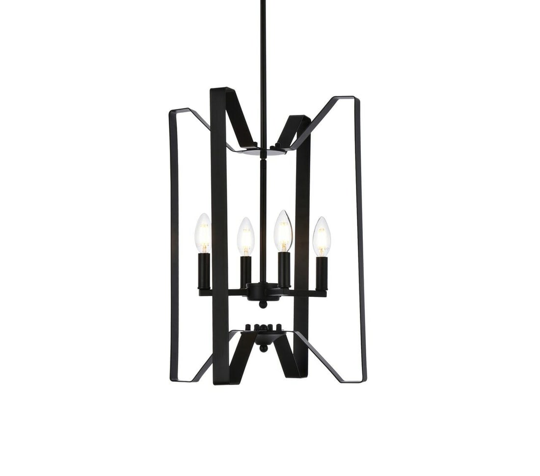 Hoffman 4-Light Black Mid-Century Modern Pendant Chandelier 19.7" Height Adjustable: Hoffman 4-Light Black Mid-Century Modern Pendant Chandelier 19.7" Height Adjustable Illuminate your space with this stunning Mid-century Modern Pendant Chandelier. Designed for both elegance and funct