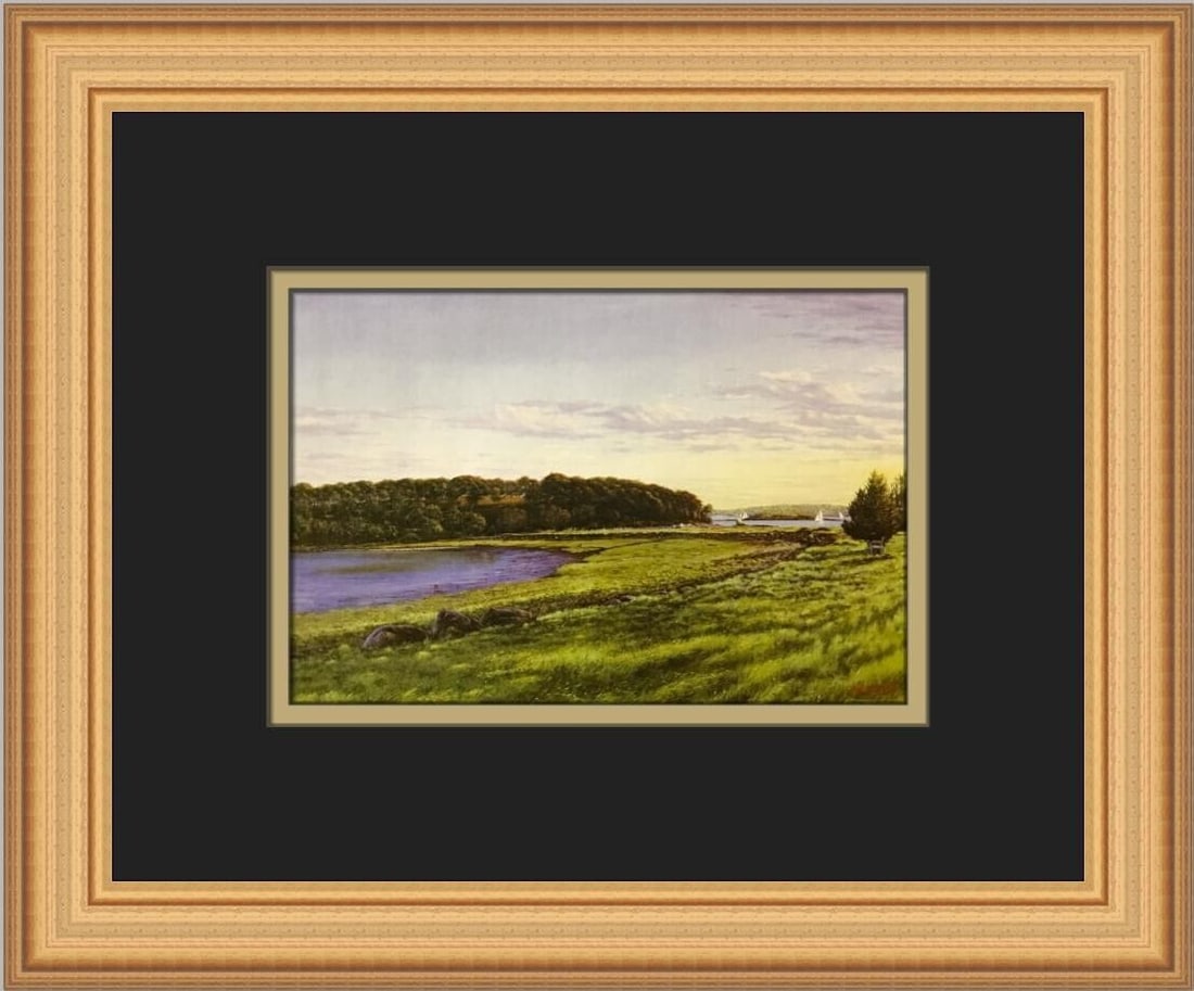 Sergio Roffo Day Sail Custom Framed Print 11 x 13 Landscape Art: Sergio Roffo Day Sail Custom Framed Print 11 x 13 Landscape Art This stunning custom framed print titled "Day Sail off the Thoroughfare" by artist Sergio Roffo captures the essence of contemporary art