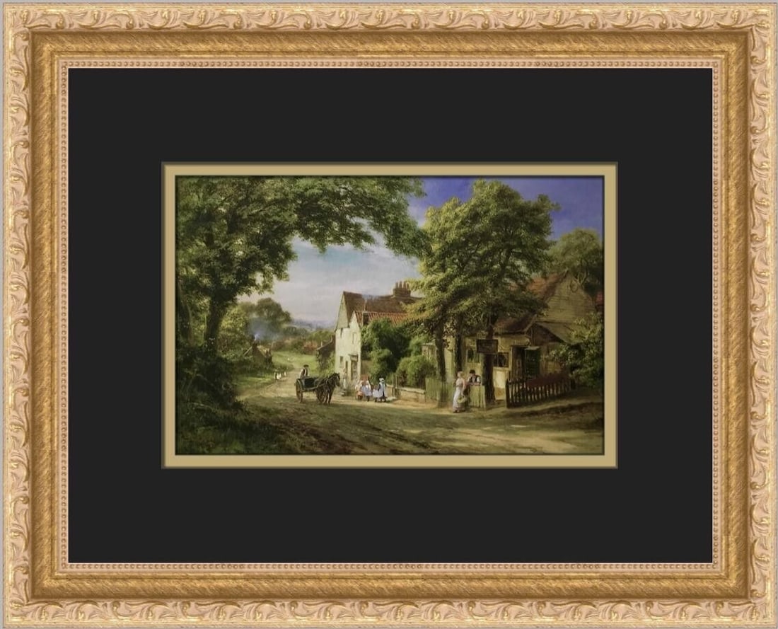 Robert Gallon A Village Scene Framed Print 12 x 14 Landscape: Robert Gallon A Village Scene Framed Print 12 x 14 Landscape This exquisite custom framed print titled "A Village Scene" by artist Robert Gallon captures the essence of expressionism and impressionism