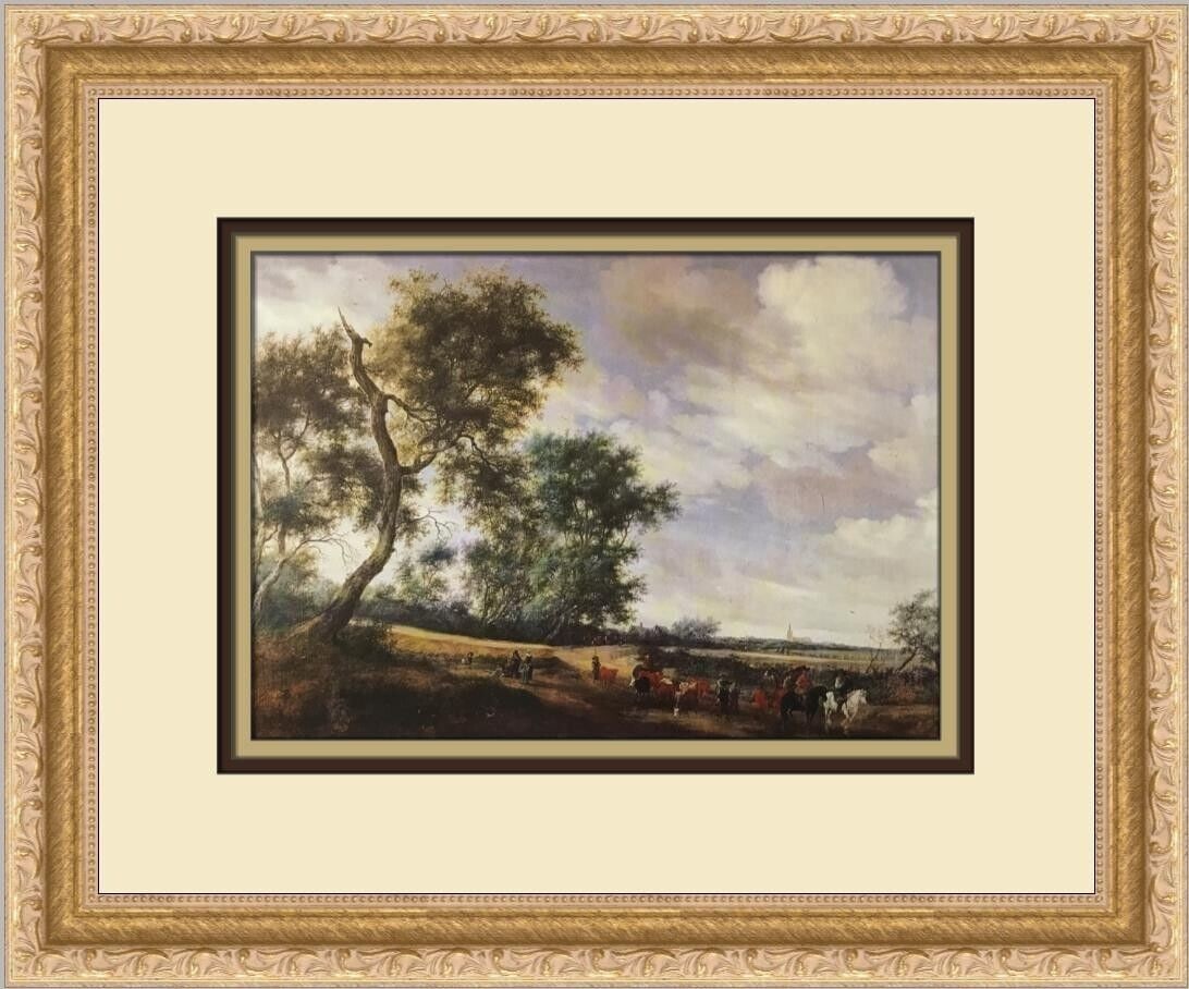 Salomon Van Ruysdael Dutch Landscape with Highwaymen Framed Print 12x15: Salomon Van Ruysdael Dutch Landscape with Highwaymen Framed Print 12x15 This exquisite custom framed print features the captivating artwork "Dutch Landscape with Highwaymen" by renowned artist Salomon