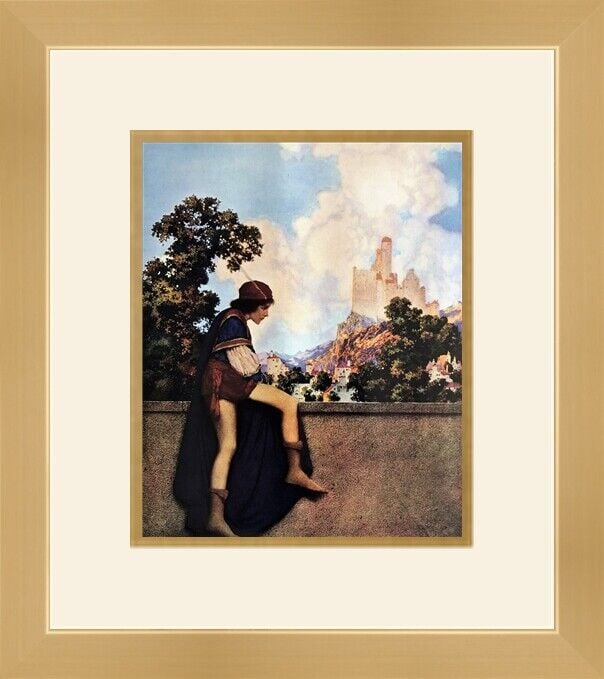 Maxfield Parrish The Knave Watches Lady Violetta Framed Print 16 x 18: Maxfield Parrish The Knave Watches Lady Violetta Framed Print 16 x 18 This custom gallery framed print features Maxfield Parrish's iconic artwork titled "The Knave Watches Lady Violetta." The piece sh