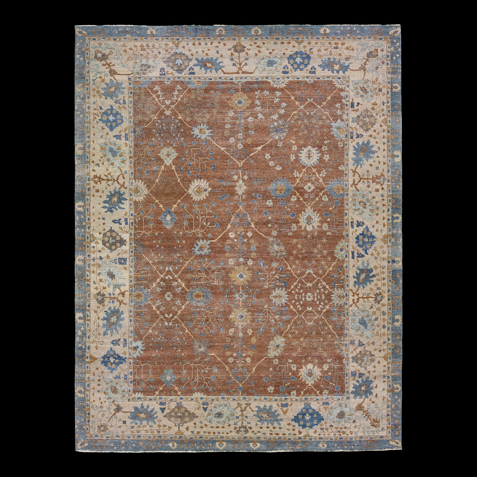Artisan Brown Floral Wool Rug 12'2" x 15'4" Handmade Indian Design: Artisan Brown Floral Wool Rug 12'2" x 15'4" Handmade Indian Design Transform your living space with this exquisite Brown Modern Indian Handmade Floral Wool Rug from the Artisan line. This remarkable p